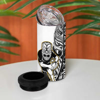 New Zealand Silver Fern Rugby 4 in 1 Can Cooler Tumbler All Black Maori Version White LT14 - Polynesian Pride