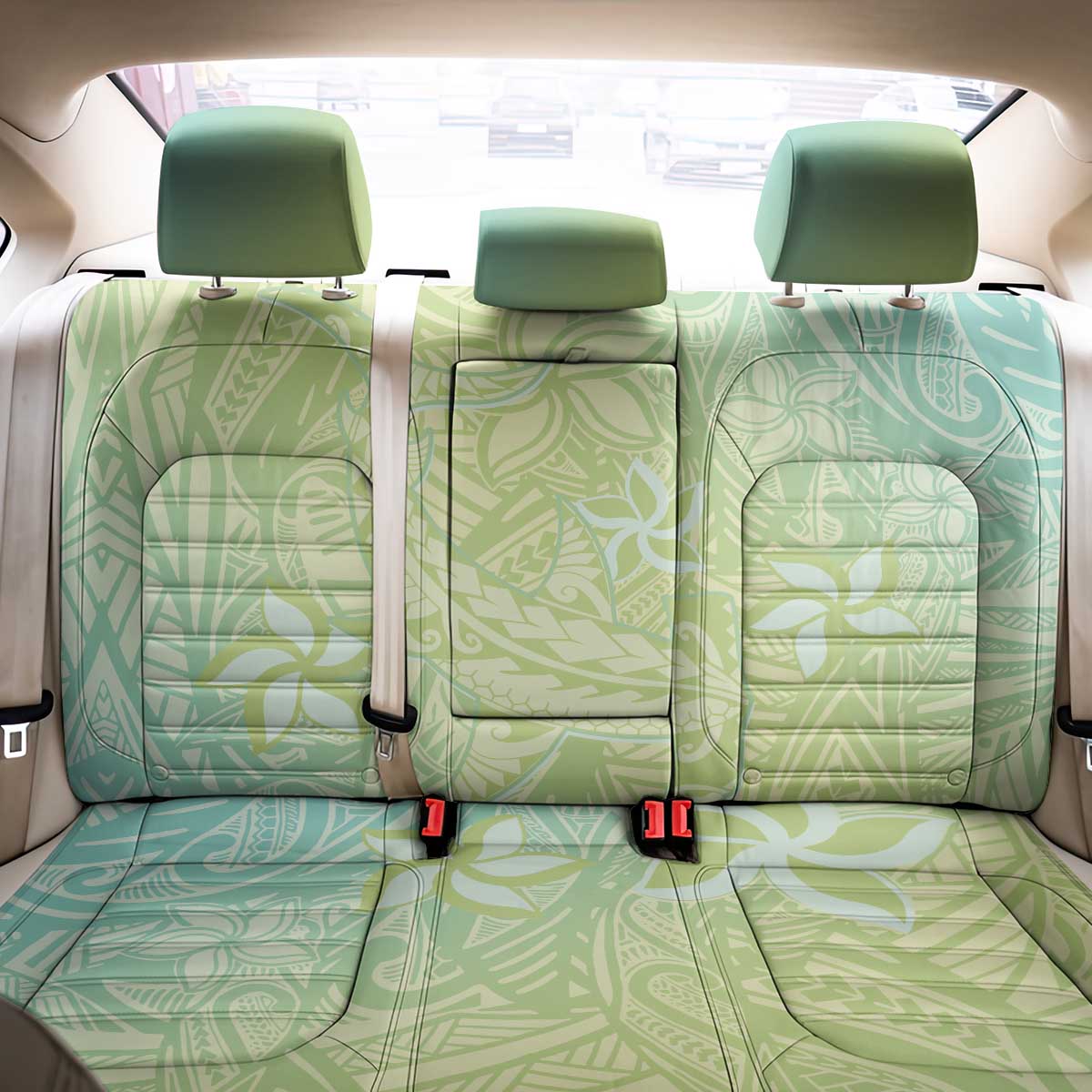 Baby Green Gradient Polynesia Back Car Seat Cover Hawaiian Tribal Hammerhead Shark Tattoo