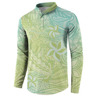 Baby Green Gradient Polynesia Button Sweatshirt Hawaiian Tribal Hammerhead Shark Tattoo