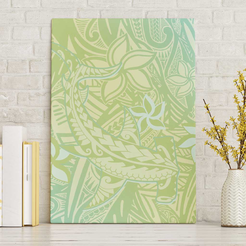 Baby Green Gradient Polynesia Canvas Wall Art Hawaiian Tribal Hammerhead Shark Tattoo