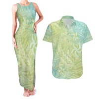 Baby Green Gradient Polynesia Couples Matching Tank Maxi Dress and Hawaiian Shirt Hawaiian Tribal Hammerhead Shark Tattoo LT14 Baby Green - Polynesian Pride