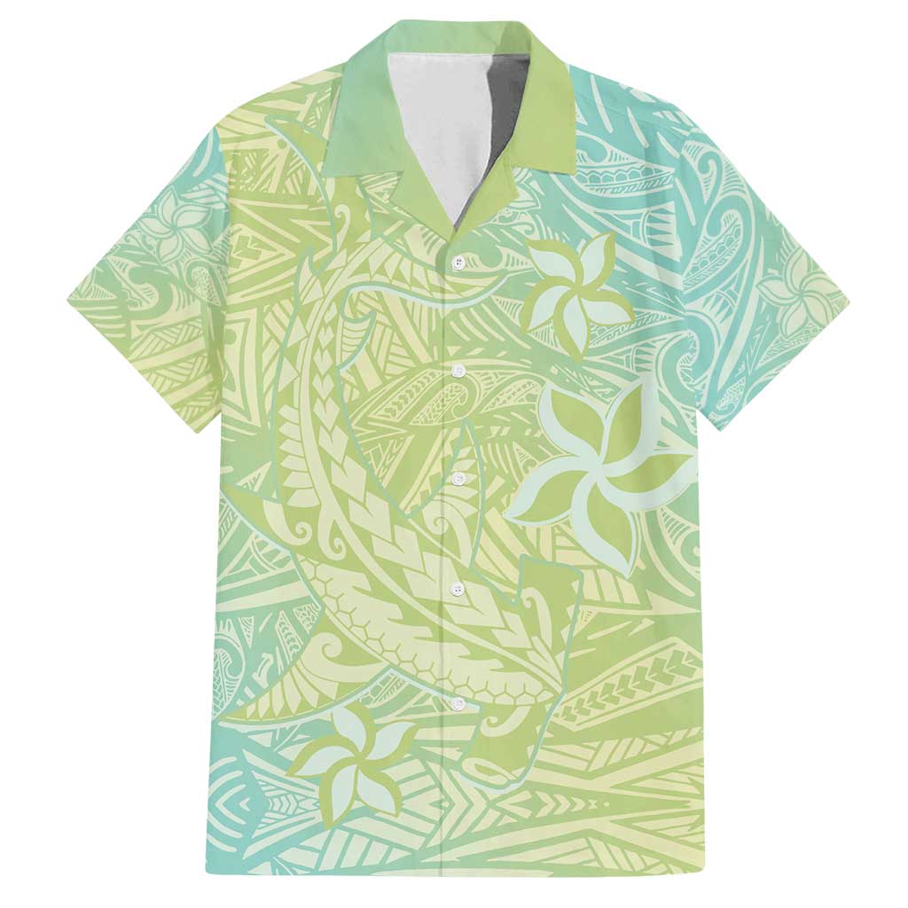 Baby Green Gradient Polynesia Family Matching Long Sleeve Bodycon Dress and Hawaiian Shirt Hawaiian Tribal Hammerhead Shark Tattoo
