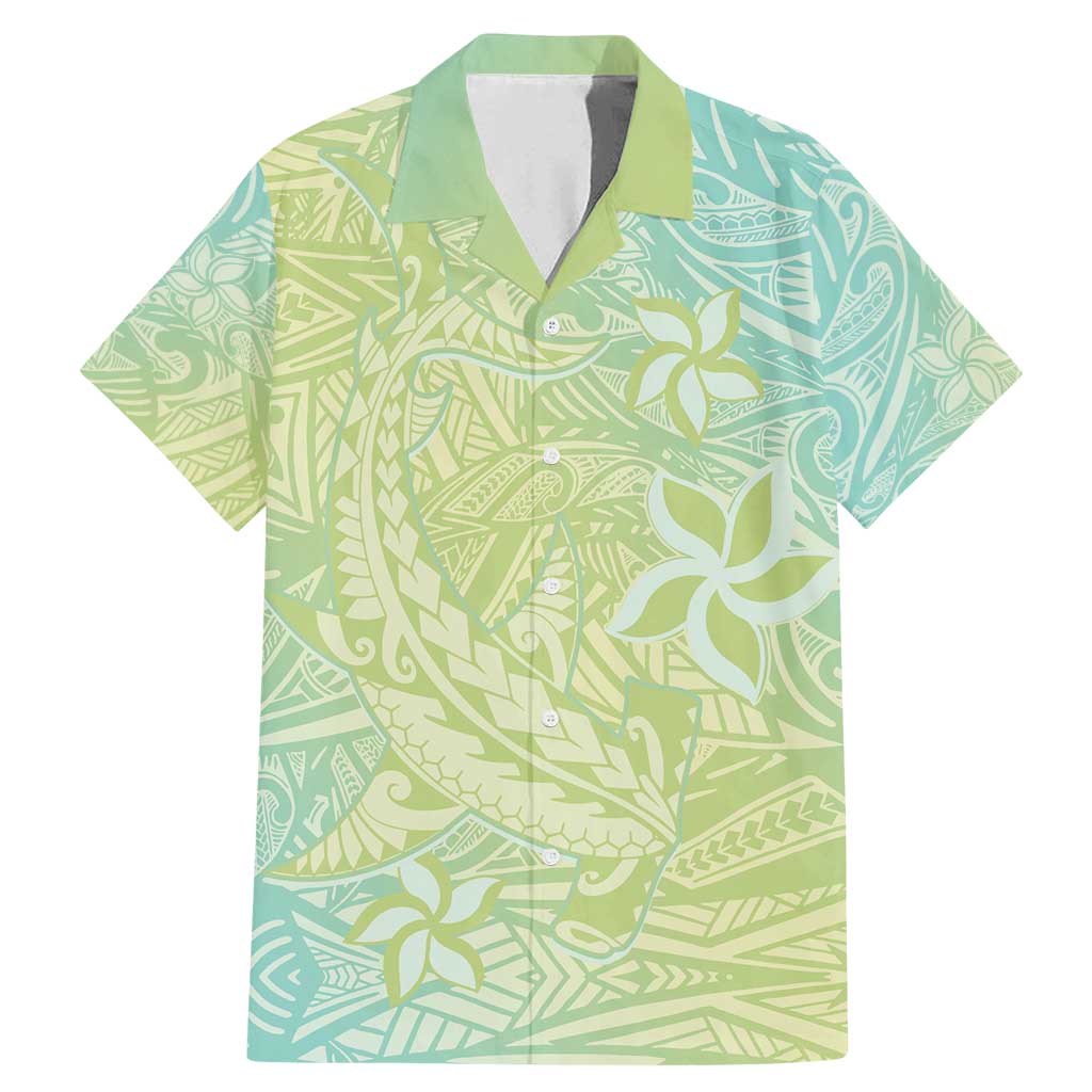 Baby Green Gradient Polynesia Family Matching Mermaid Dress and Hawaiian Shirt Hawaiian Tribal Hammerhead Shark Tattoo LT14 Dad's Shirt - Short Sleeve Baby Green - Polynesian Pride