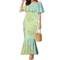 Baby Green Gradient Polynesia Family Matching Mermaid Dress and Hawaiian Shirt Hawaiian Tribal Hammerhead Shark Tattoo LT14 Mom's Dress Baby Green - Polynesian Pride