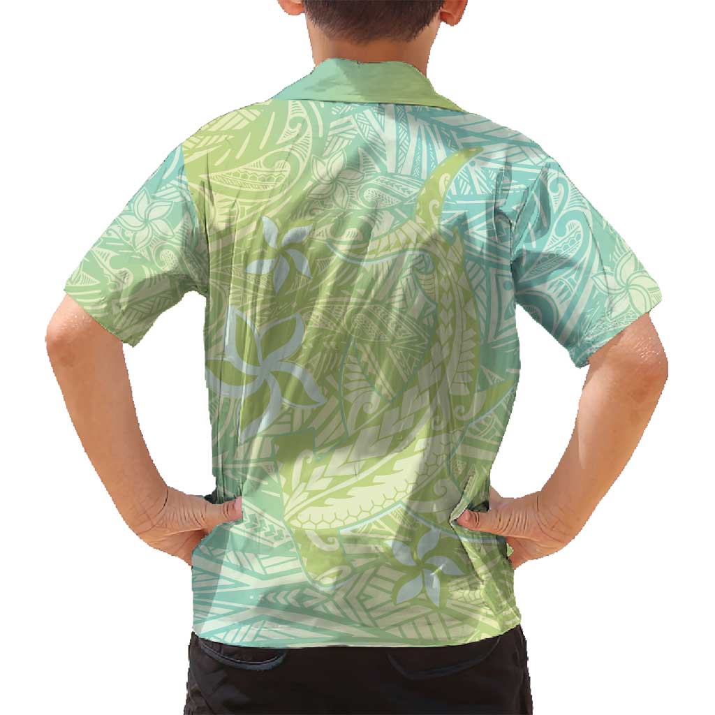 Baby Green Gradient Polynesia Family Matching Off Shoulder Maxi Dress and Hawaiian Shirt Hawaiian Tribal Hammerhead Shark Tattoo