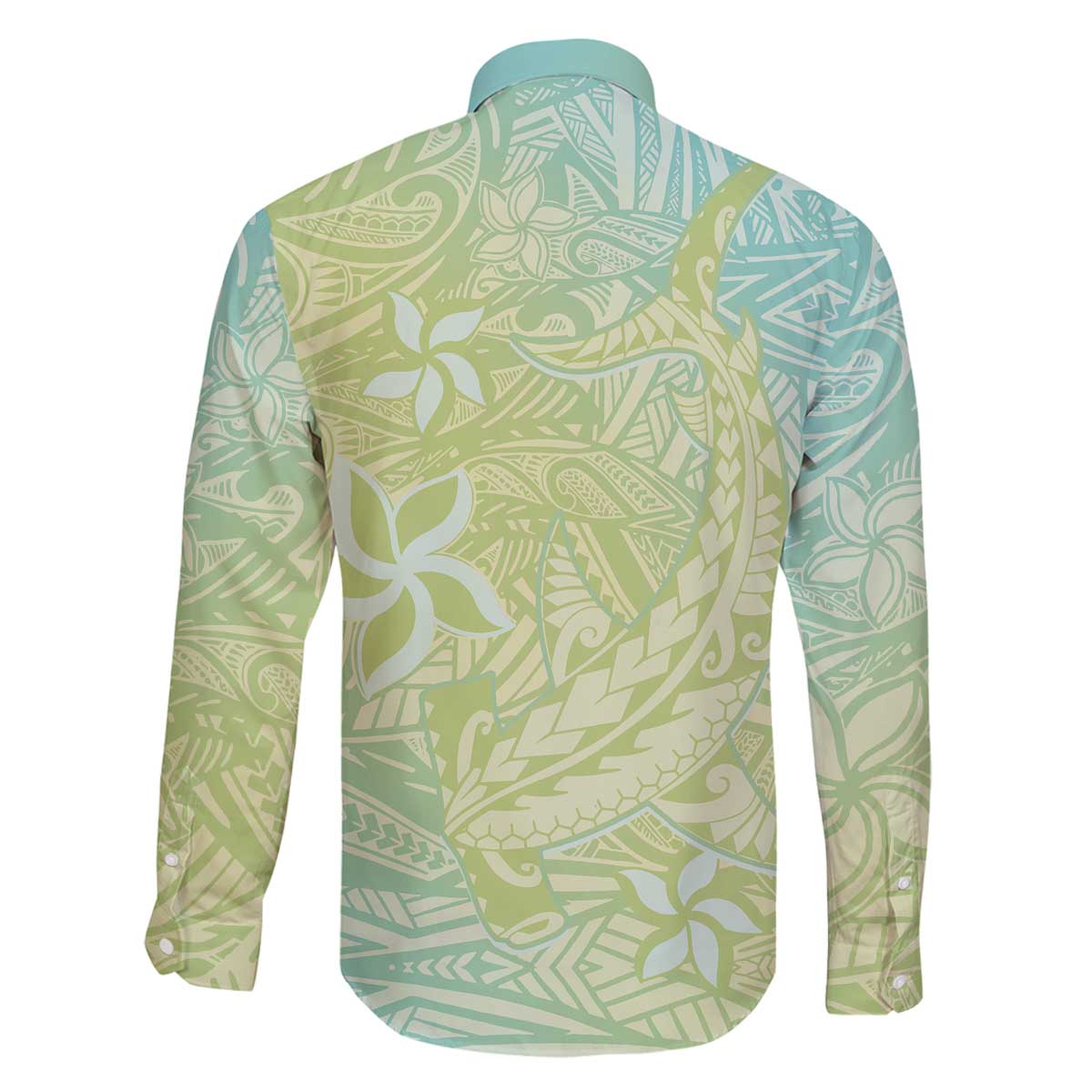 Baby Green Gradient Polynesia Family Matching Off Shoulder Short Dress and Hawaiian Shirt Hawaiian Tribal Hammerhead Shark Tattoo
