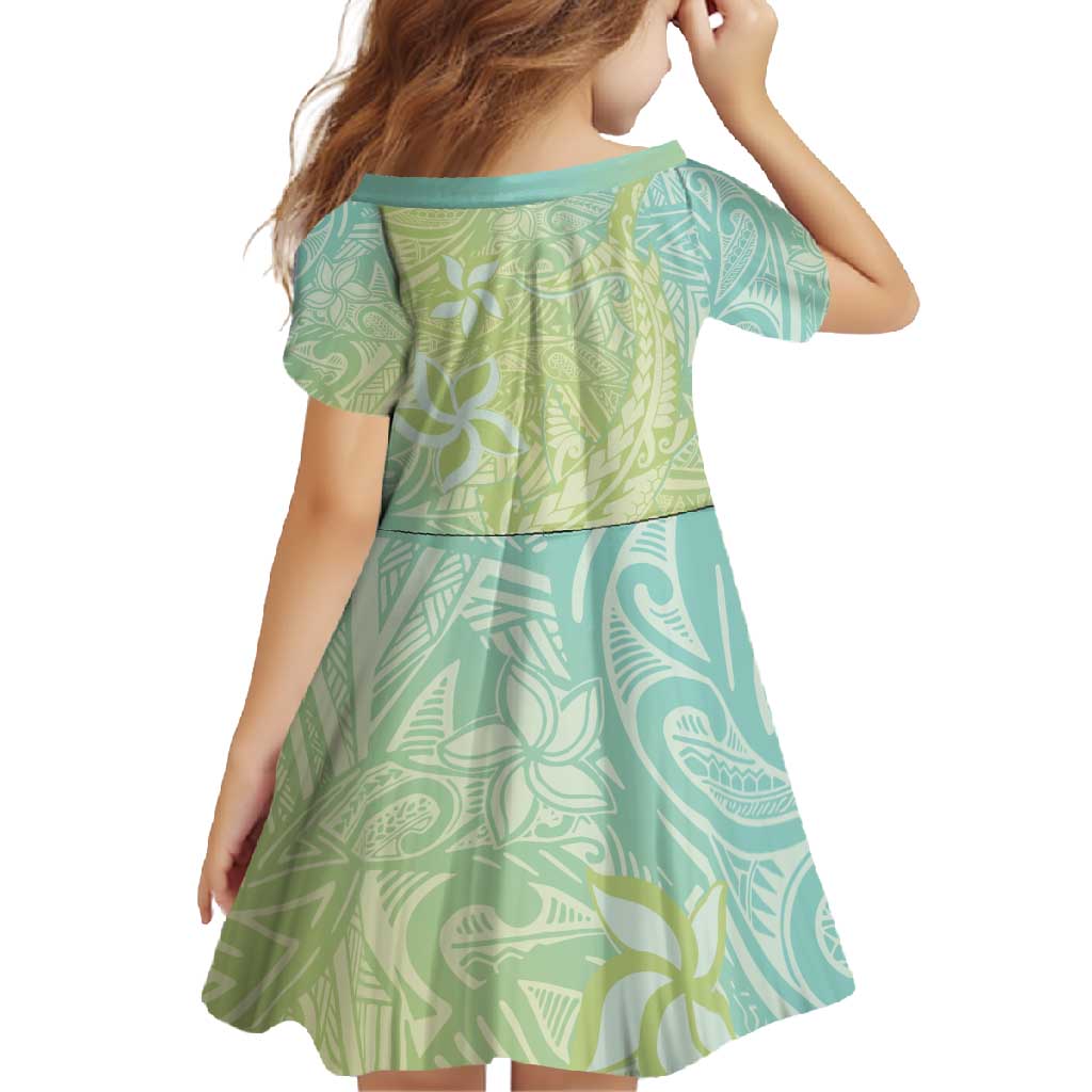 Baby Green Gradient Polynesia Family Matching Short Sleeve Bodycon Dress and Hawaiian Shirt Hawaiian Tribal Hammerhead Shark Tattoo LT14 - Polynesian Pride