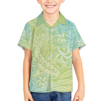 Baby Green Gradient Polynesia Family Matching Tank Maxi Dress and Hawaiian Shirt Hawaiian Tribal Hammerhead Shark Tattoo LT14 Son's Shirt Baby Green - Polynesian Pride