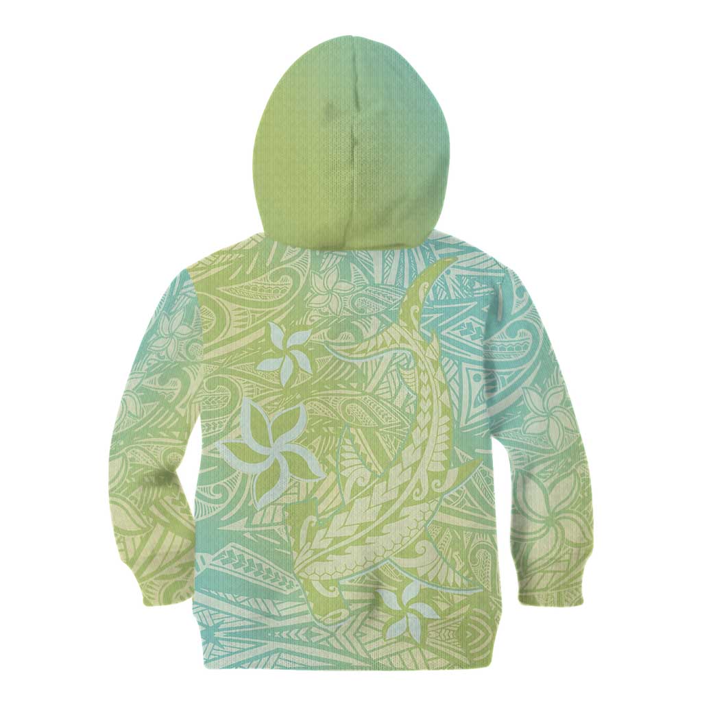 Baby Green Gradient Polynesia Kid Hoodie Hawaiian Tribal Hammerhead Shark Tattoo
