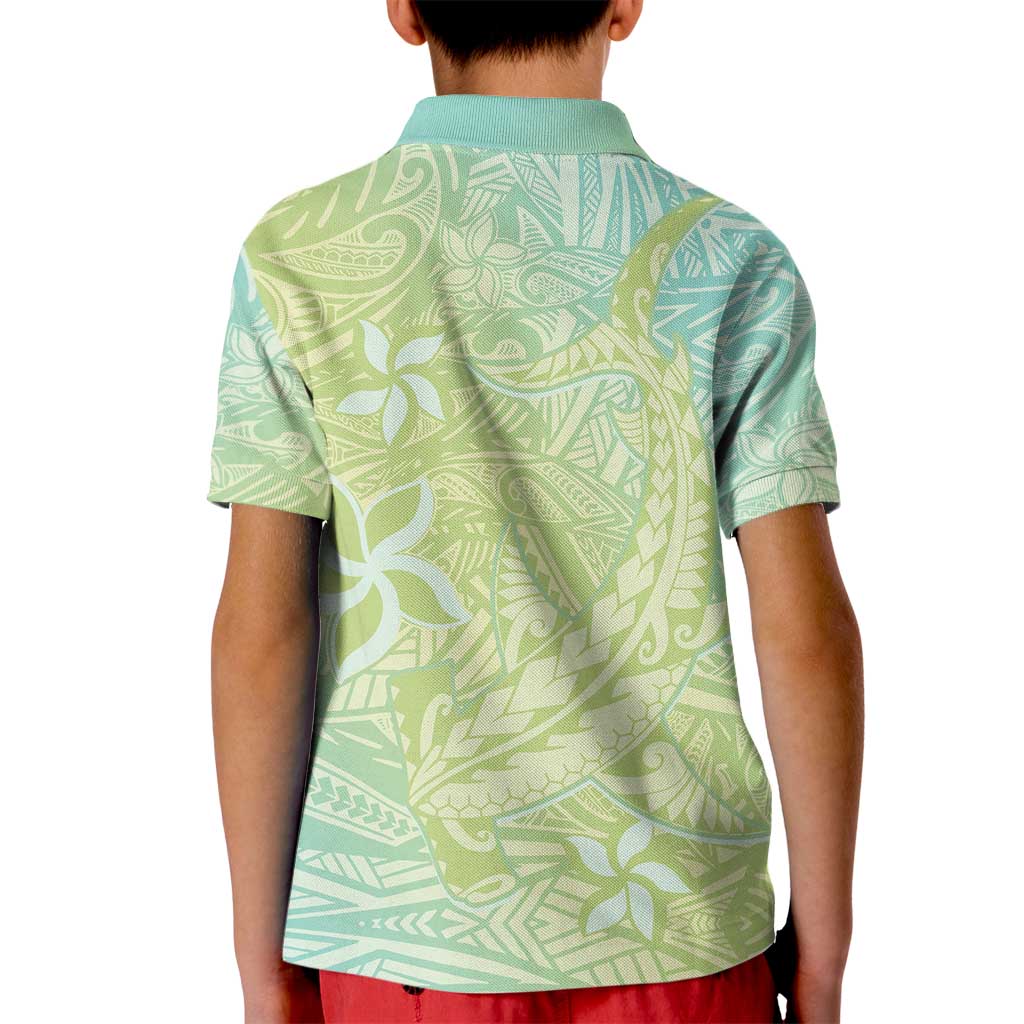 Baby Green Gradient Polynesia Kid Polo Shirt Hawaiian Tribal Hammerhead Shark Tattoo
