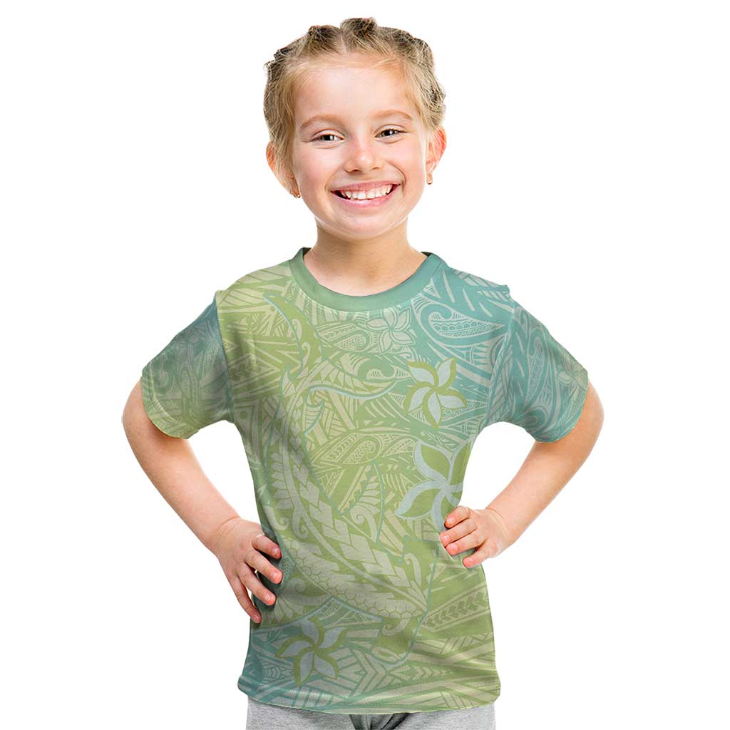 Baby Green Gradient Polynesia Kid T Shirt Hawaiian Tribal Hammerhead Shark Tattoo LT14 Baby Green - Polynesian Pride