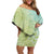 Baby Green Gradient Polynesia Off Shoulder Short Dress Hawaiian Tribal Hammerhead Shark Tattoo