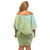 Baby Green Gradient Polynesia Off Shoulder Short Dress Hawaiian Tribal Hammerhead Shark Tattoo