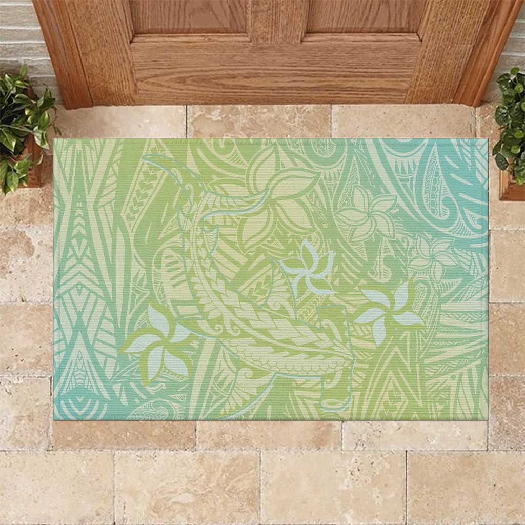 Baby Green Gradient Polynesia Rubber Doormat Hawaiian Tribal Hammerhead Shark Tattoo