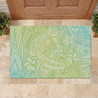 Baby Green Gradient Polynesia Rubber Doormat Hawaiian Tribal Hammerhead Shark Tattoo