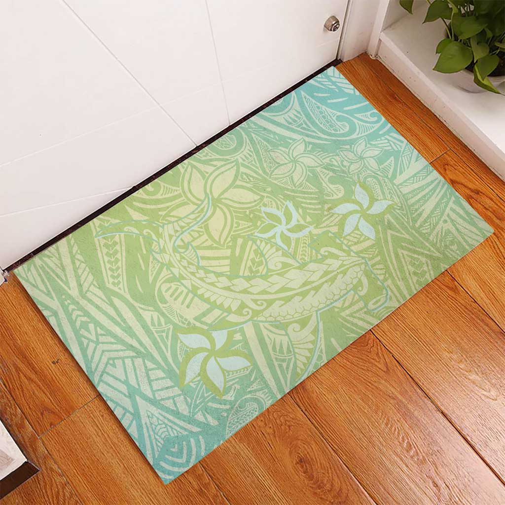 Baby Green Gradient Polynesia Rubber Doormat Hawaiian Tribal Hammerhead Shark Tattoo