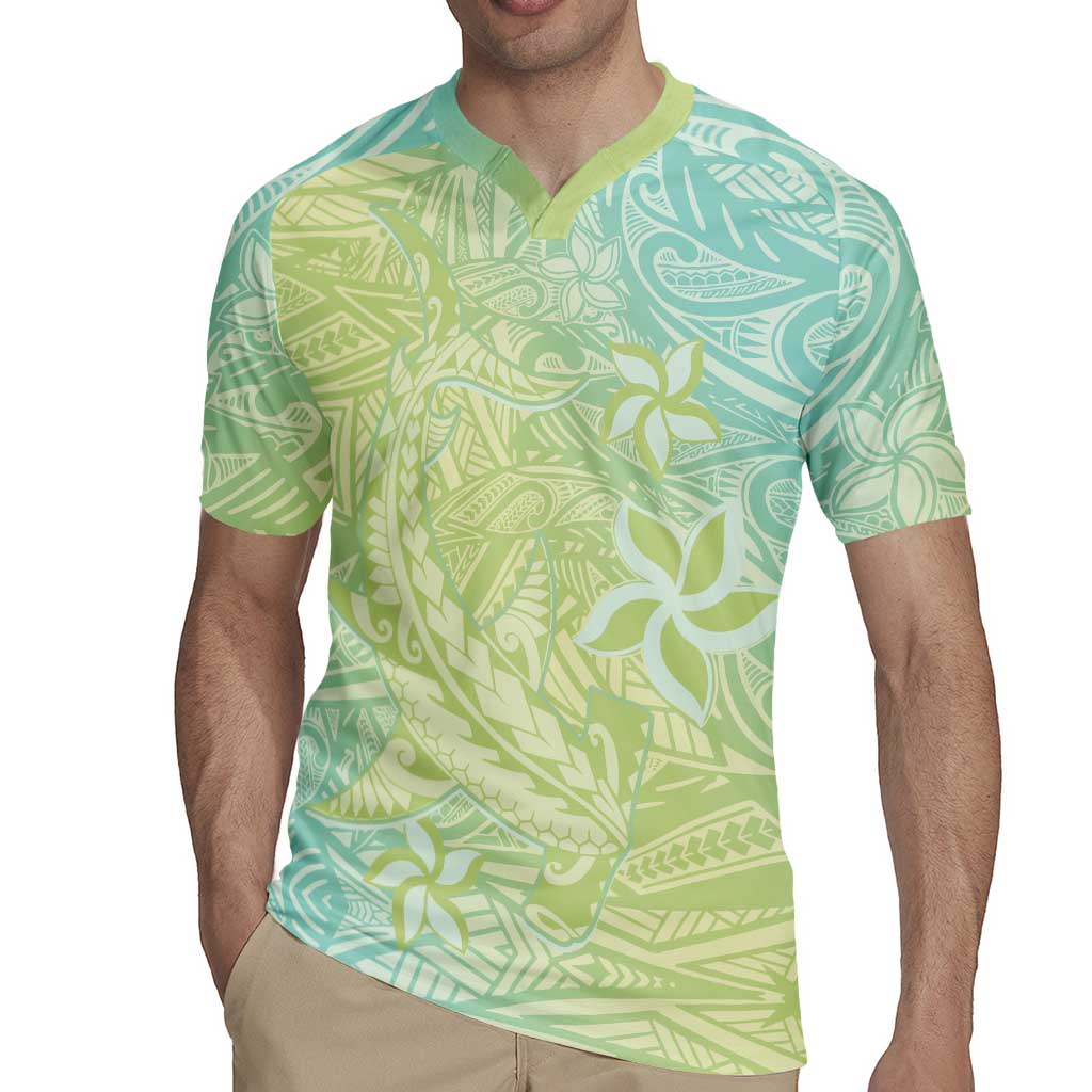 Baby Green Gradient Polynesia Rugby Jersey Hawaiian Tribal Hammerhead Shark Tattoo