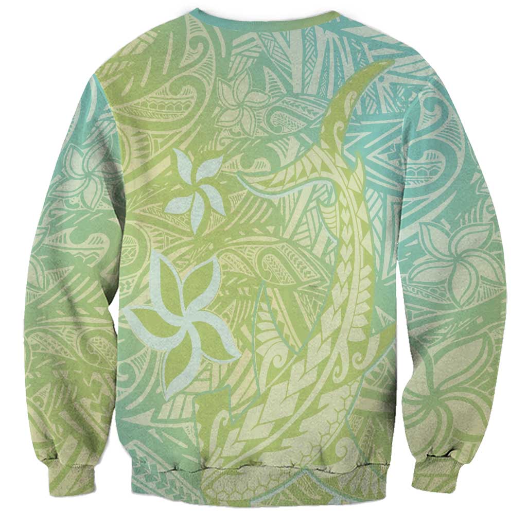 Baby Green Gradient Polynesia Sweatshirt Hawaiian Tribal Hammerhead Shark Tattoo