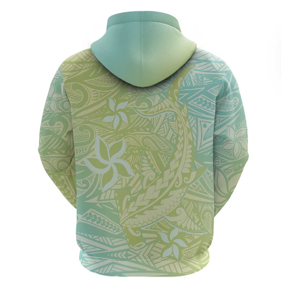 Baby Green Gradient Polynesia Zip Hoodie Hawaiian Tribal Hammerhead Shark Tattoo