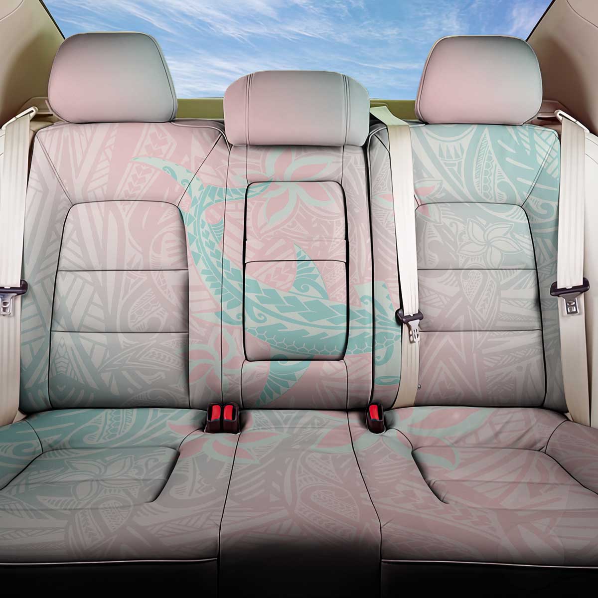 Baby Pink Gradient Polynesia Back Car Seat Cover Hawaiian Tribal Hammerhead Shark Tattoo