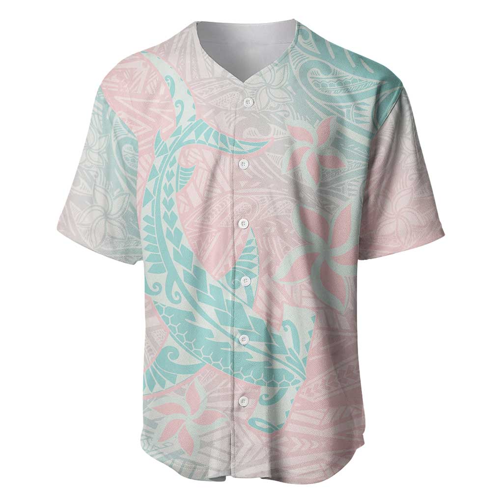 Baby Pink Gradient Polynesia Baseball Jersey Hawaiian Tribal Hammerhead Shark Tattoo LT14 Baby Pink - Polynesian Pride
