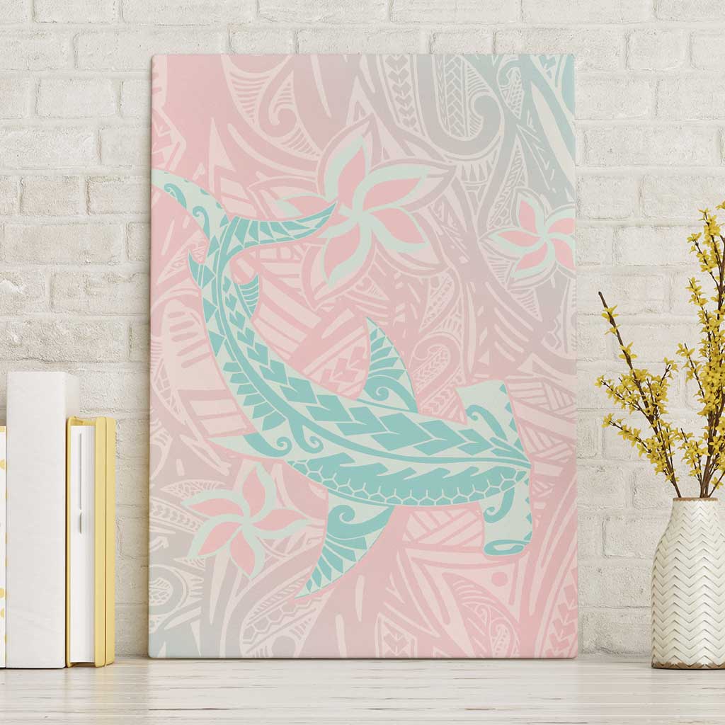 Baby Pink Gradient Polynesia Canvas Wall Art Hawaiian Tribal Hammerhead Shark Tattoo