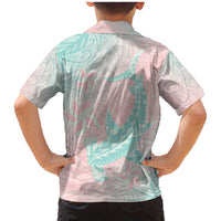 Baby Pink Gradient Polynesia Family Matching Mermaid Dress and Hawaiian Shirt Hawaiian Tribal Hammerhead Shark Tattoo LT14 - Polynesian Pride