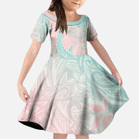 Baby Pink Gradient Polynesia Family Matching Mermaid Dress and Hawaiian Shirt Hawaiian Tribal Hammerhead Shark Tattoo LT14 Daughter's Dress Baby Pink - Polynesian Pride