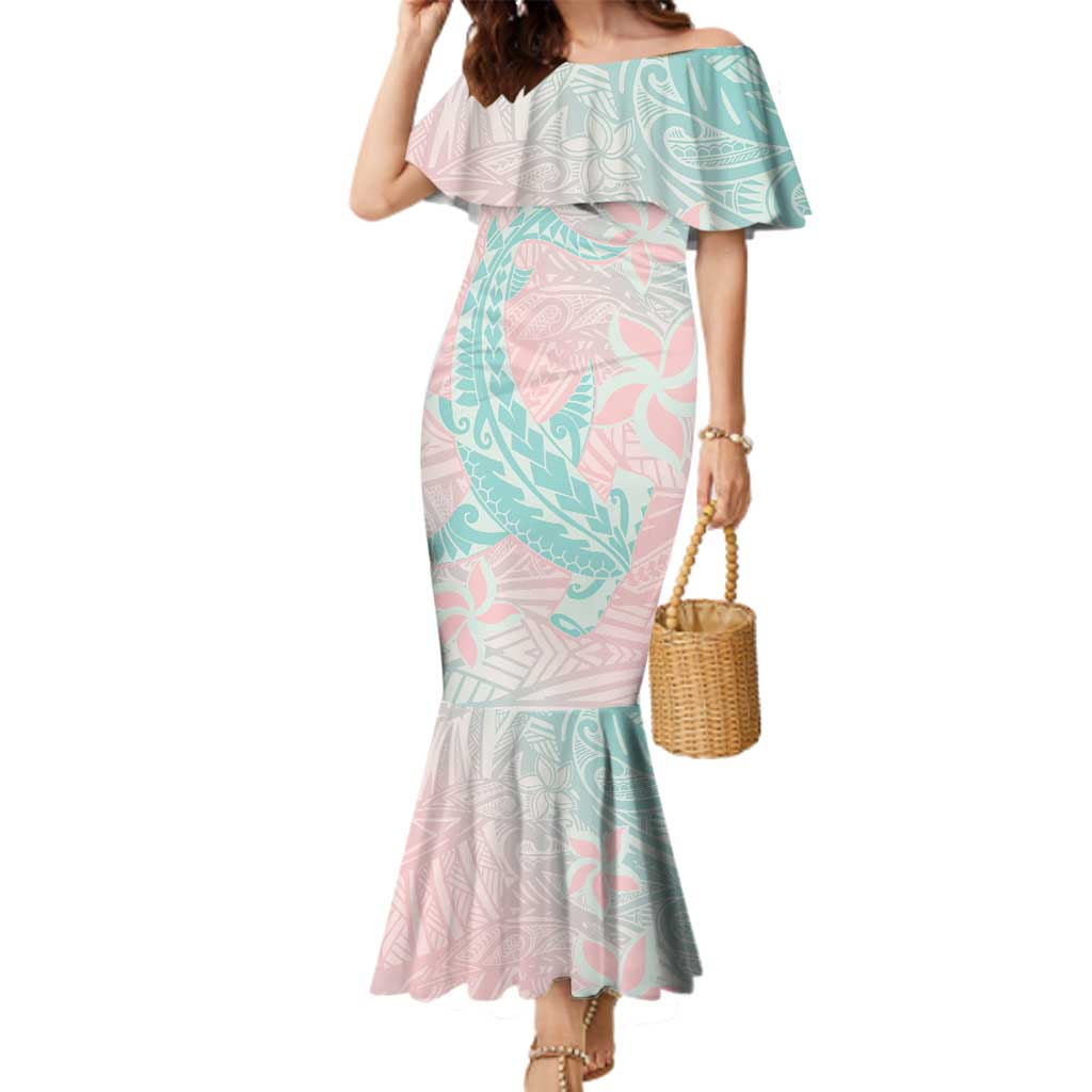 Baby Pink Gradient Polynesia Family Matching Mermaid Dress and Hawaiian Shirt Hawaiian Tribal Hammerhead Shark Tattoo LT14 Mom's Dress Baby Pink - Polynesian Pride