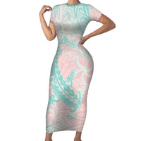 Baby Pink Gradient Polynesia Family Matching Short Sleeve Bodycon Dress and Hawaiian Shirt Hawaiian Tribal Hammerhead Shark Tattoo LT14 Mom's Dress Baby Pink - Polynesian Pride