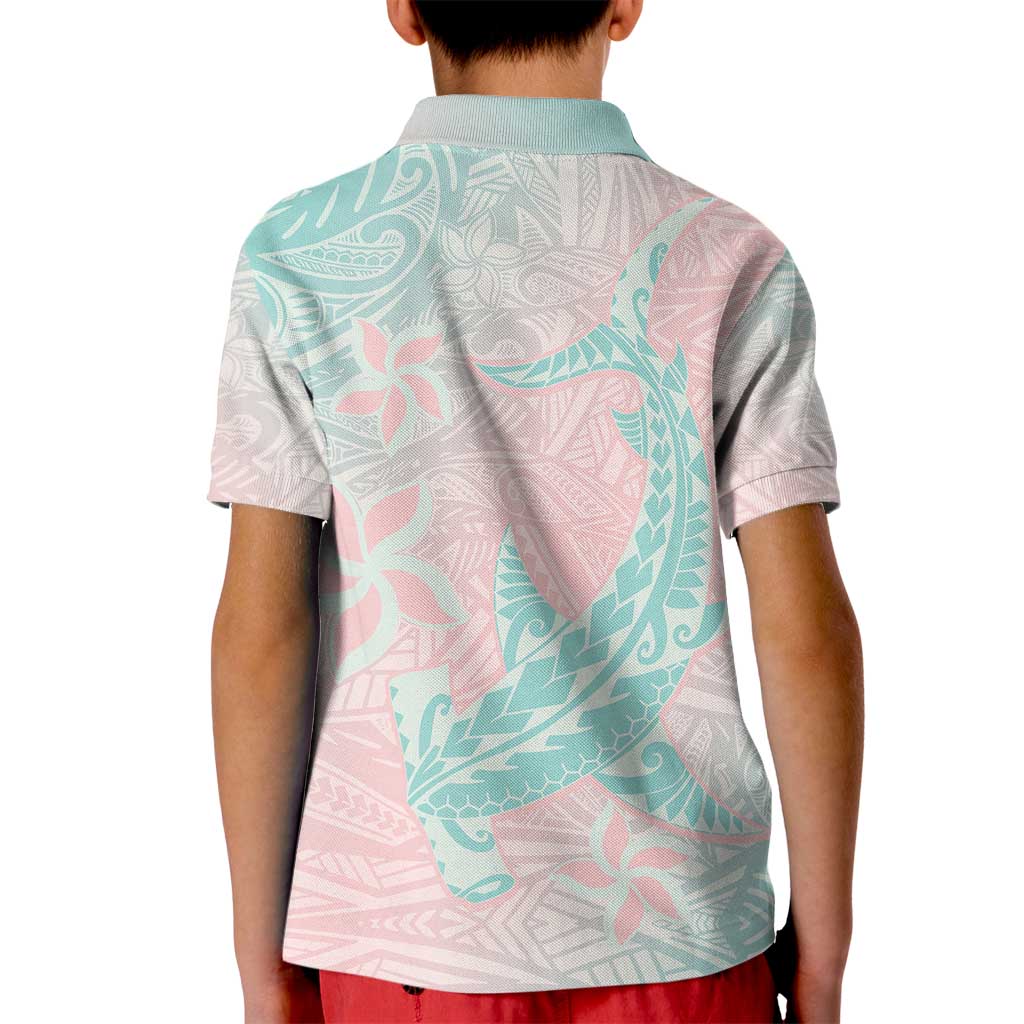 Baby Pink Gradient Polynesia Kid Polo Shirt Hawaiian Tribal Hammerhead Shark Tattoo