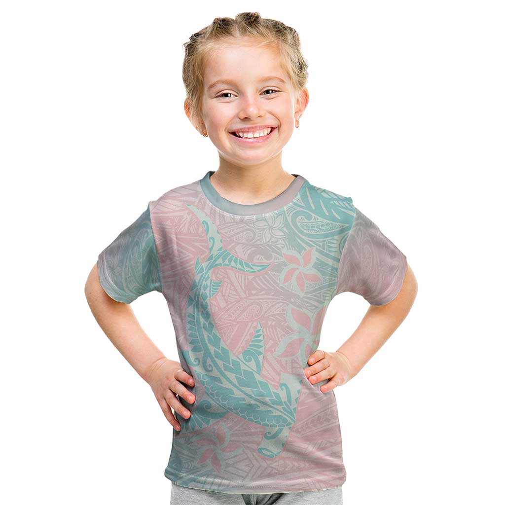 Baby Pink Gradient Polynesia Kid T Shirt Hawaiian Tribal Hammerhead Shark Tattoo LT14 Baby Pink - Polynesian Pride