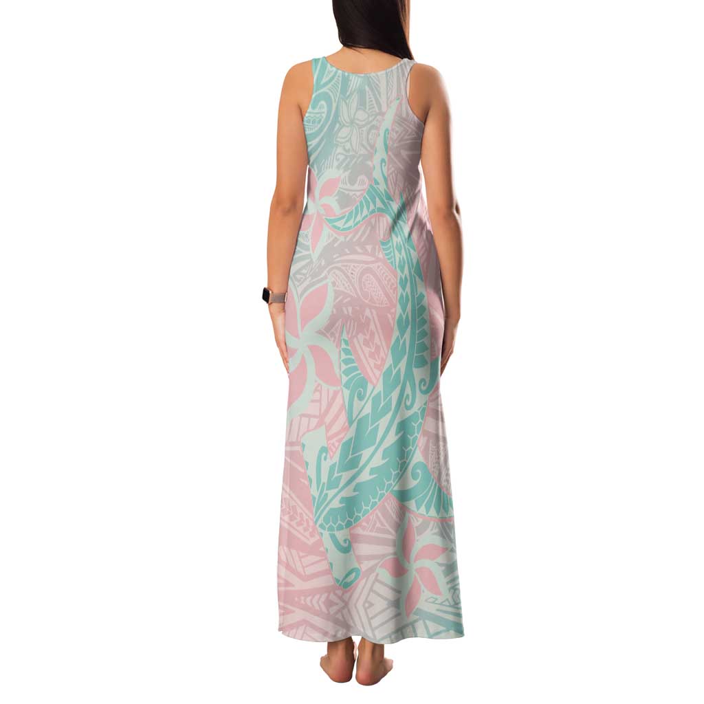 Baby Pink Gradient Polynesia Tank Maxi Dress Hawaiian Tribal Hammerhead Shark Tattoo