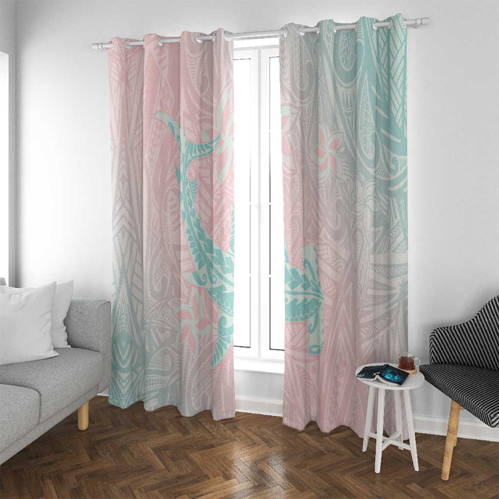 Baby Pink Gradient Polynesia Window Curtain Hawaiian Tribal Hammerhead Shark Tattoo