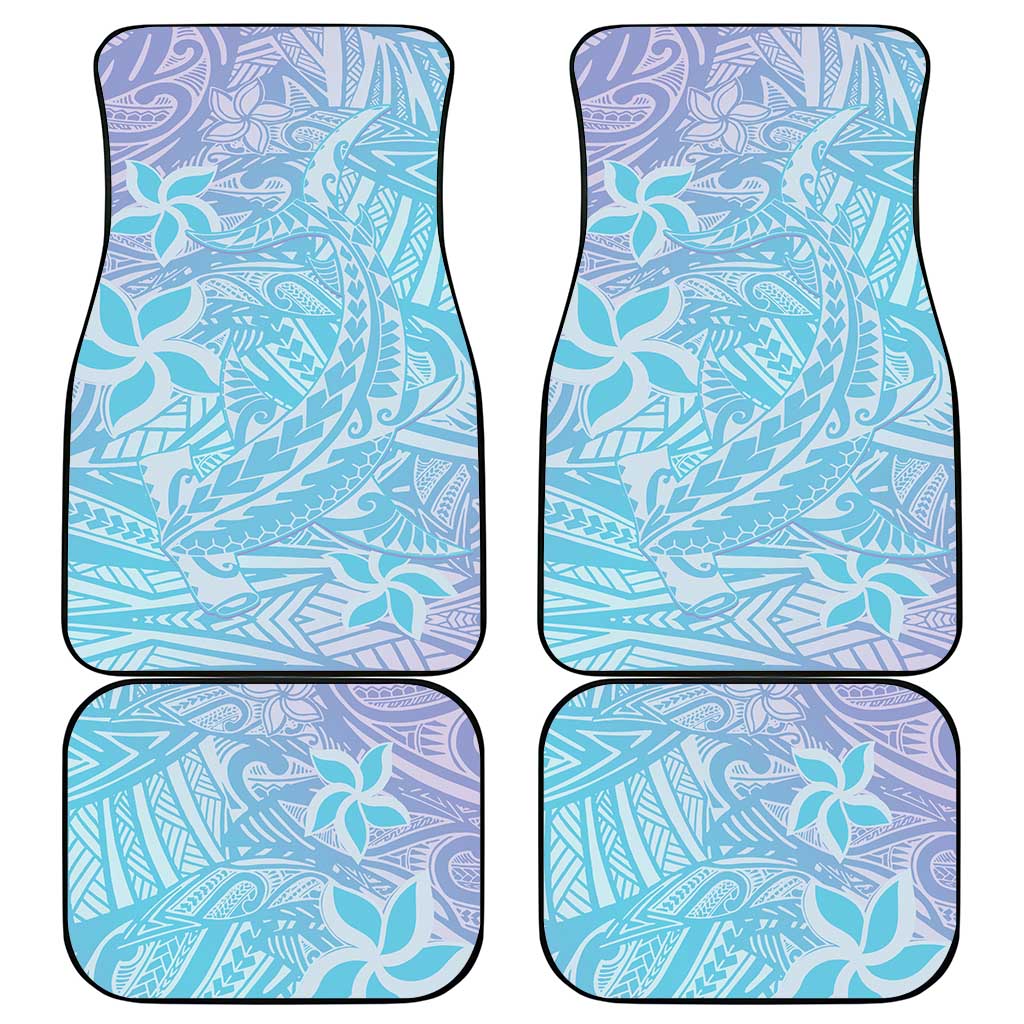 Baby Blue Gradient Polynesia Car Mats Hawaiian Tribal Hammerhead Shark Tattoo