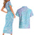 Baby Blue Gradient Polynesia Couples Matching Short Sleeve Bodycon Dress and Hawaiian Shirt Hawaiian Tribal Hammerhead Shark Tattoo