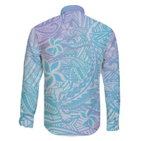 Baby Blue Gradient Polynesia Family Matching Puletasi and Hawaiian Shirt Hawaiian Tribal Hammerhead Shark Tattoo LT14 - Polynesian Pride