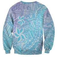 Baby Blue Gradient Polynesia Sweatshirt Hawaiian Tribal Hammerhead Shark Tattoo