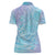 Baby Blue Gradient Polynesia Women Polo Shirt Hawaiian Tribal Hammerhead Shark Tattoo