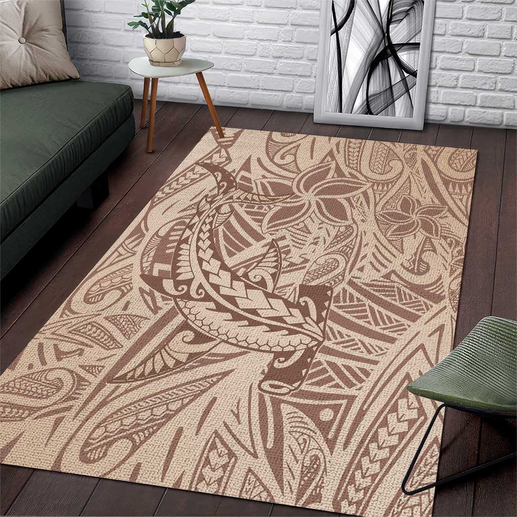 Pink Gradient Polynesia Area Rug Hawaiian Tribal Hammerhead Shark Tattoo