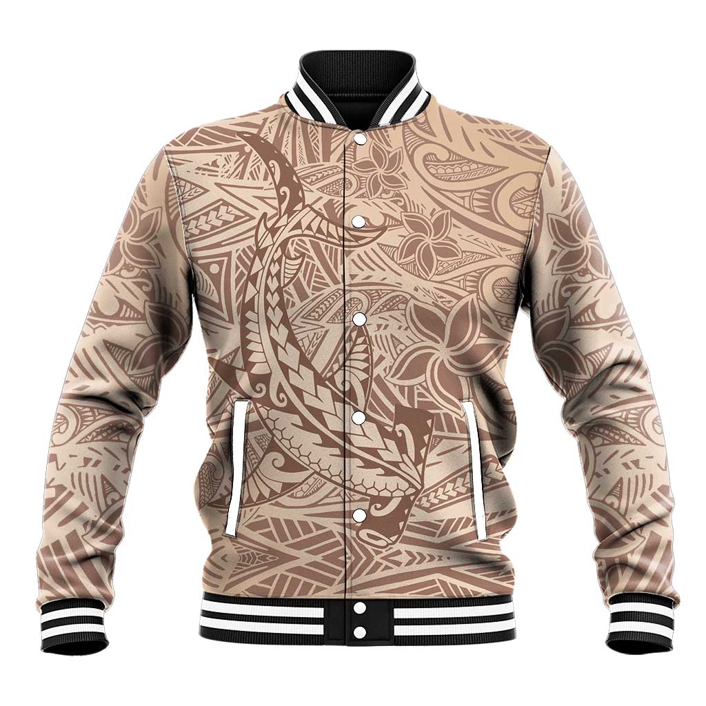 Pink Gradient Polynesia Baseball Jacket Hawaiian Tribal Hammerhead Shark Tattoo