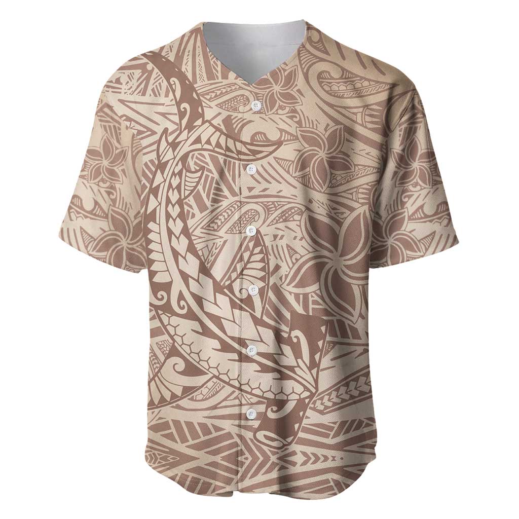 Pastel Brown Polynesia Baseball Jersey Hawaiian Tribal Hammerhead Shark Tattoo LT14 Pastel Brown - Polynesian Pride