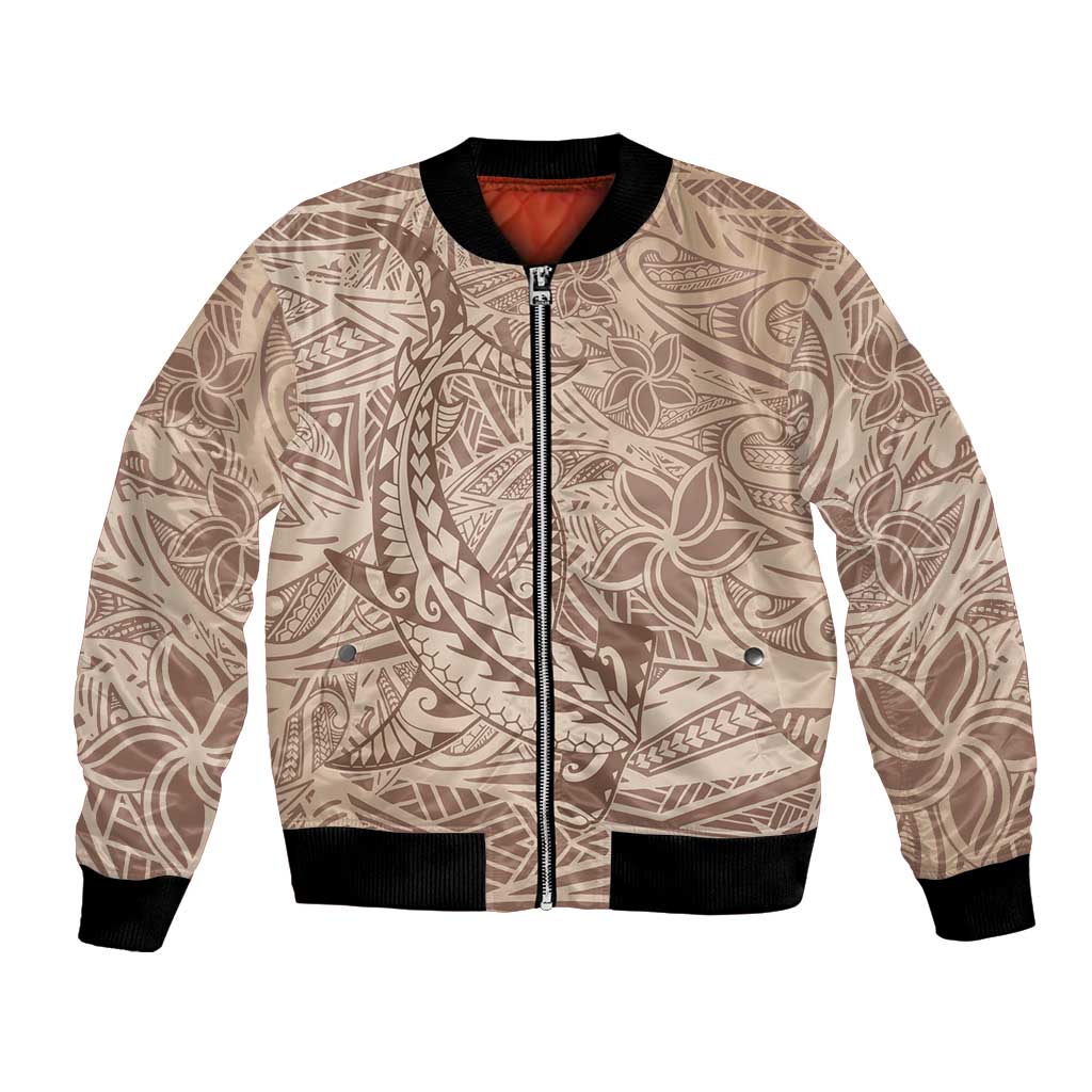 Pink Gradient Polynesia Bomber Jacket Hawaiian Tribal Hammerhead Shark Tattoo