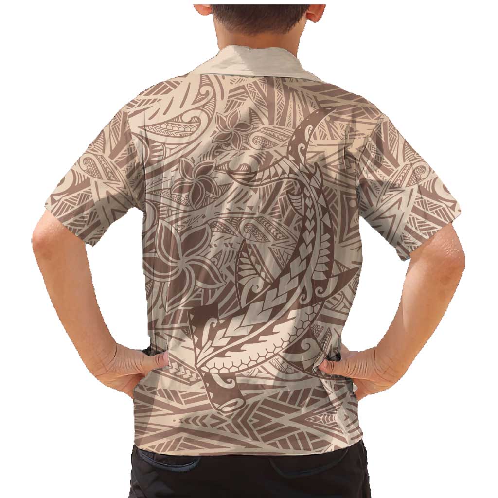 Pastel Brown Polynesia Family Matching Mermaid Dress and Hawaiian Shirt Hawaiian Tribal Hammerhead Shark Tattoo LT14 - Polynesian Pride