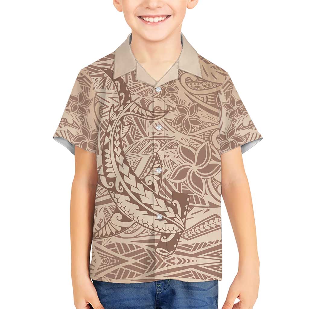 Pastel Brown Polynesia Family Matching Short Sleeve Bodycon Dress and Hawaiian Shirt Hawaiian Tribal Hammerhead Shark Tattoo LT14 Son's Shirt Pastel Brown - Polynesian Pride