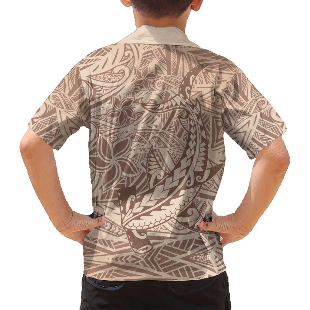 Pastel Brown Polynesia Family Matching Tank Maxi Dress and Hawaiian Shirt Hawaiian Tribal Hammerhead Shark Tattoo LT14 - Polynesian Pride
