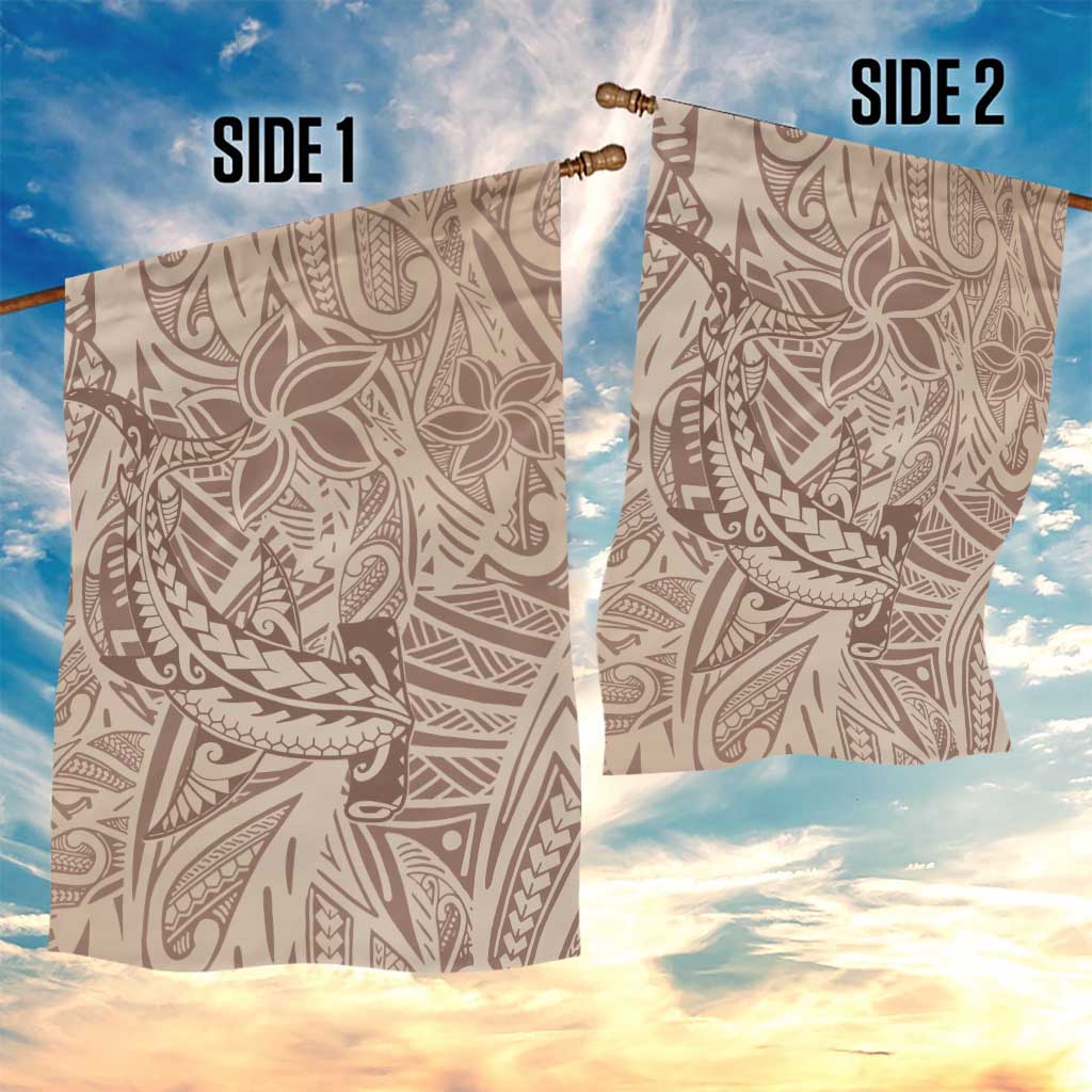 Pink Gradient Polynesia Garden Flag Hawaiian Tribal Hammerhead Shark Tattoo
