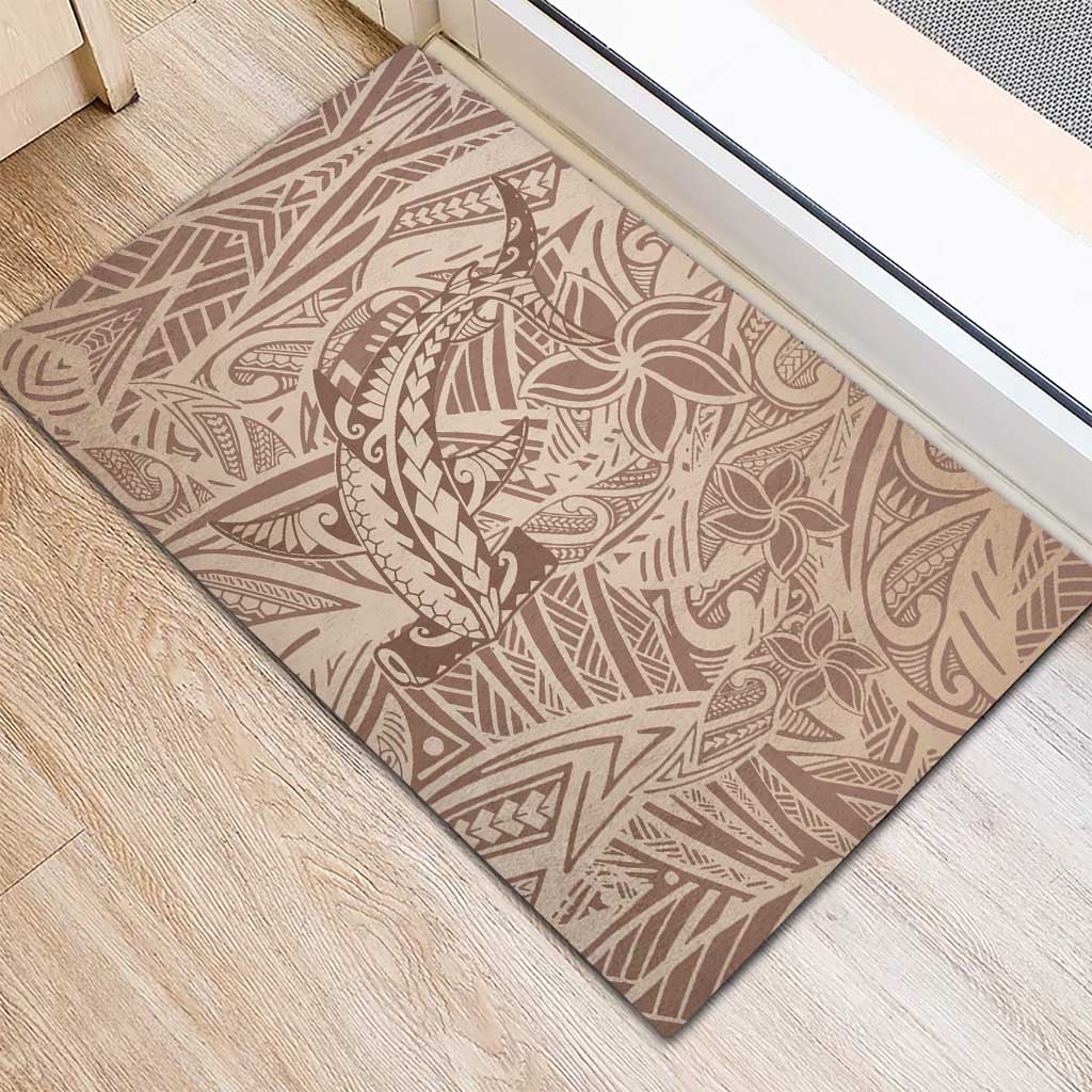 Pink Gradient Polynesia Rubber Doormat Hawaiian Tribal Hammerhead Shark Tattoo