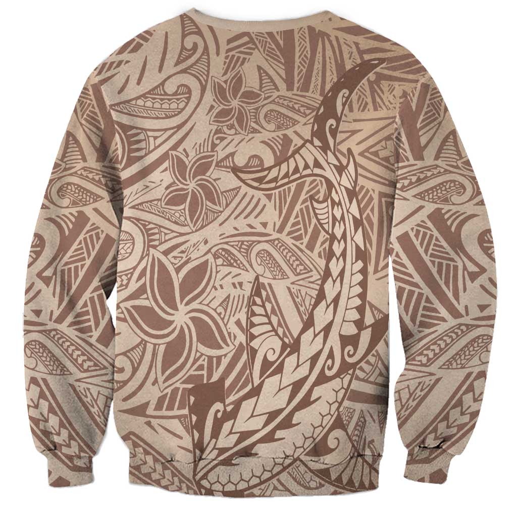 Pastel Brown Polynesia Sweatshirt Hawaiian Tribal Hammerhead Shark Tattoo LT14 - Polynesian Pride