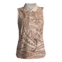 Pastel Brown Polynesia Women Sleeveless Polo Shirt Hawaiian Tribal Hammerhead Shark Tattoo LT14 Female Pastel Brown - Polynesian Pride